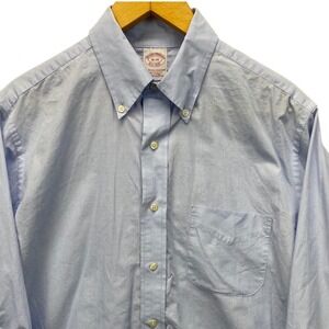 Brooks Brothers Button Down Shirt Mens 16-34 Blue Traditional Fit Oxford Cotton